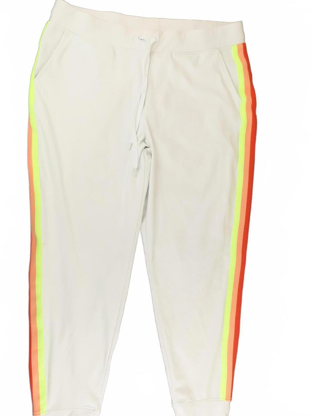 Athletic Works White Joggers with Neon Stripes Women's Large